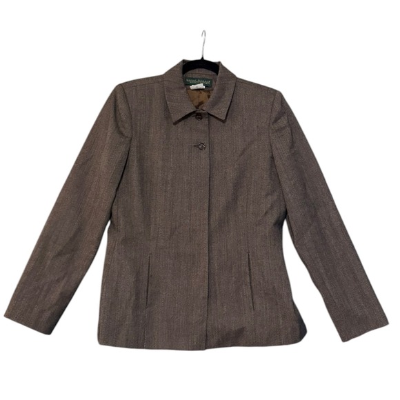 Harve Benard Jackets & Blazers - VTG Harve Benard Brown Herringbone 100% Wool Blazer Jacket Y2K Academia Sz 8